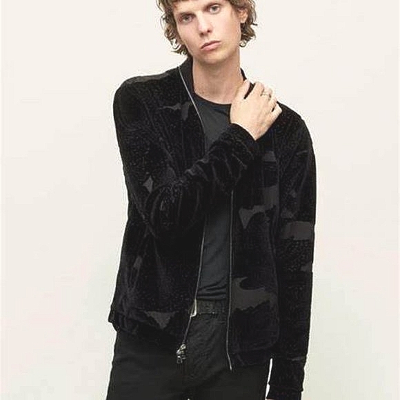 John Varvatos Other - John Varvatos Howell Velvet Liner Jacket Size S Black Front Zip Baseball Collar